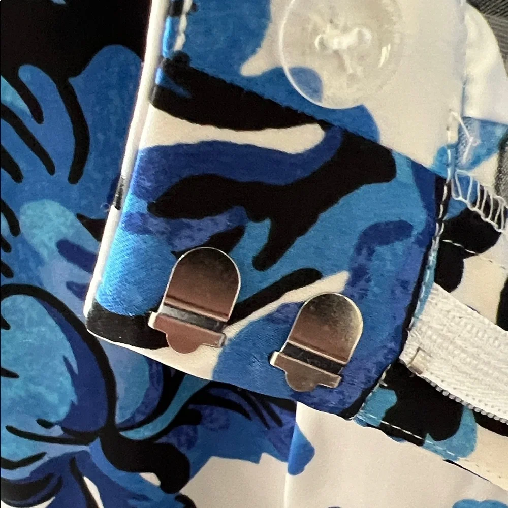Christian Lacroix Blue and White Floral Satin Pants - Picture 3 of 6